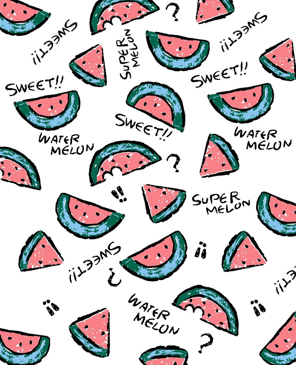 watermelon, fruit, sweet, slice, pattern, background, cartoon, iphone wallpaper