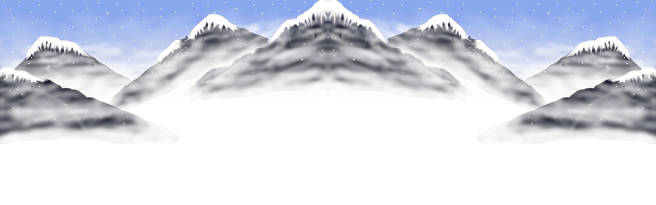 mountains, nature, landscape, snow, summit, alpine, panorama, scenic, winter, cold, frozen, wintry, painting, watercolor, mist, fog, clouds, banner, header, article, website, newsletter