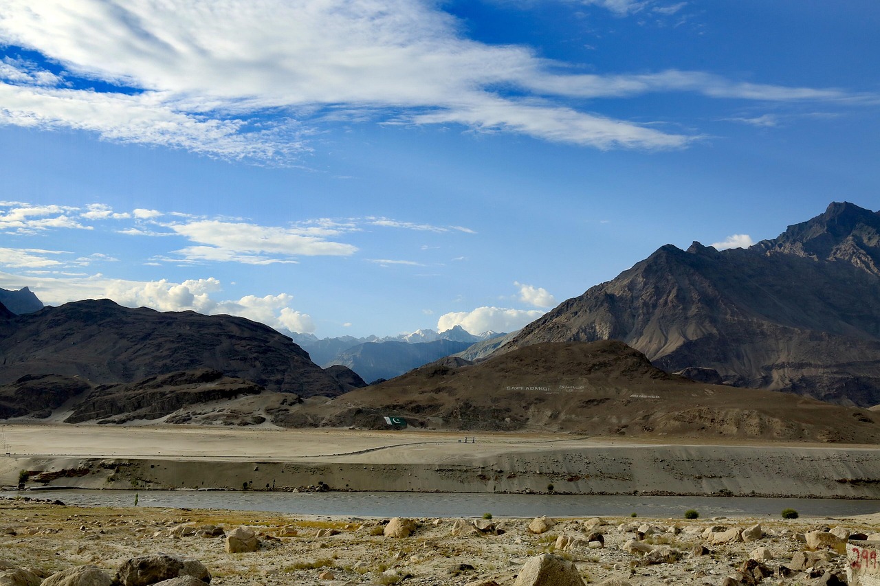 mountains, nature, karakoram, skardu, pakistan, sky, landscape, desert, river, himalayan