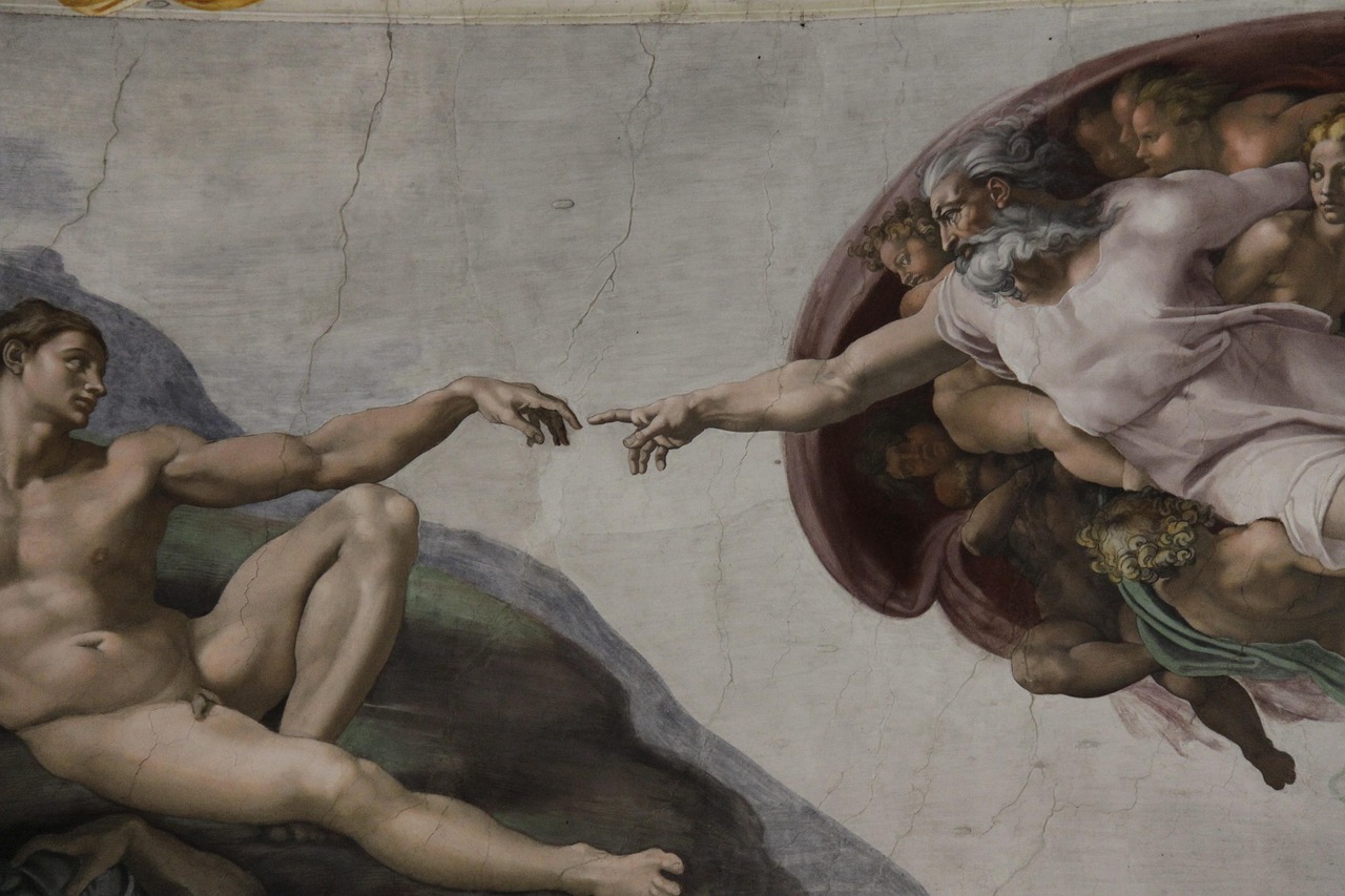 adan creation, fresh in, sistine chapel, painted, miguel angel, vatican, art, painting, god, mural painting