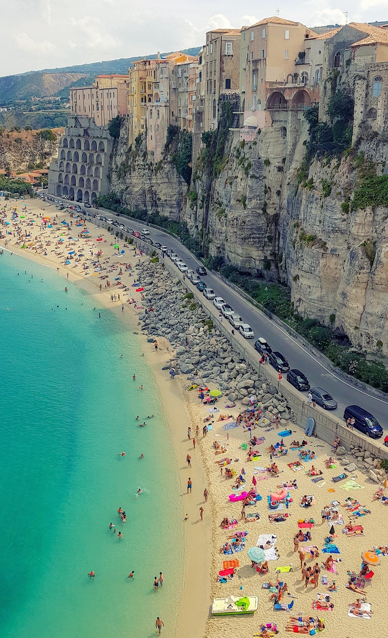 tropea, calabria, italy, the sea, summer, holiday, water, beach, the city, sand, the mediterranean, trophy, coast