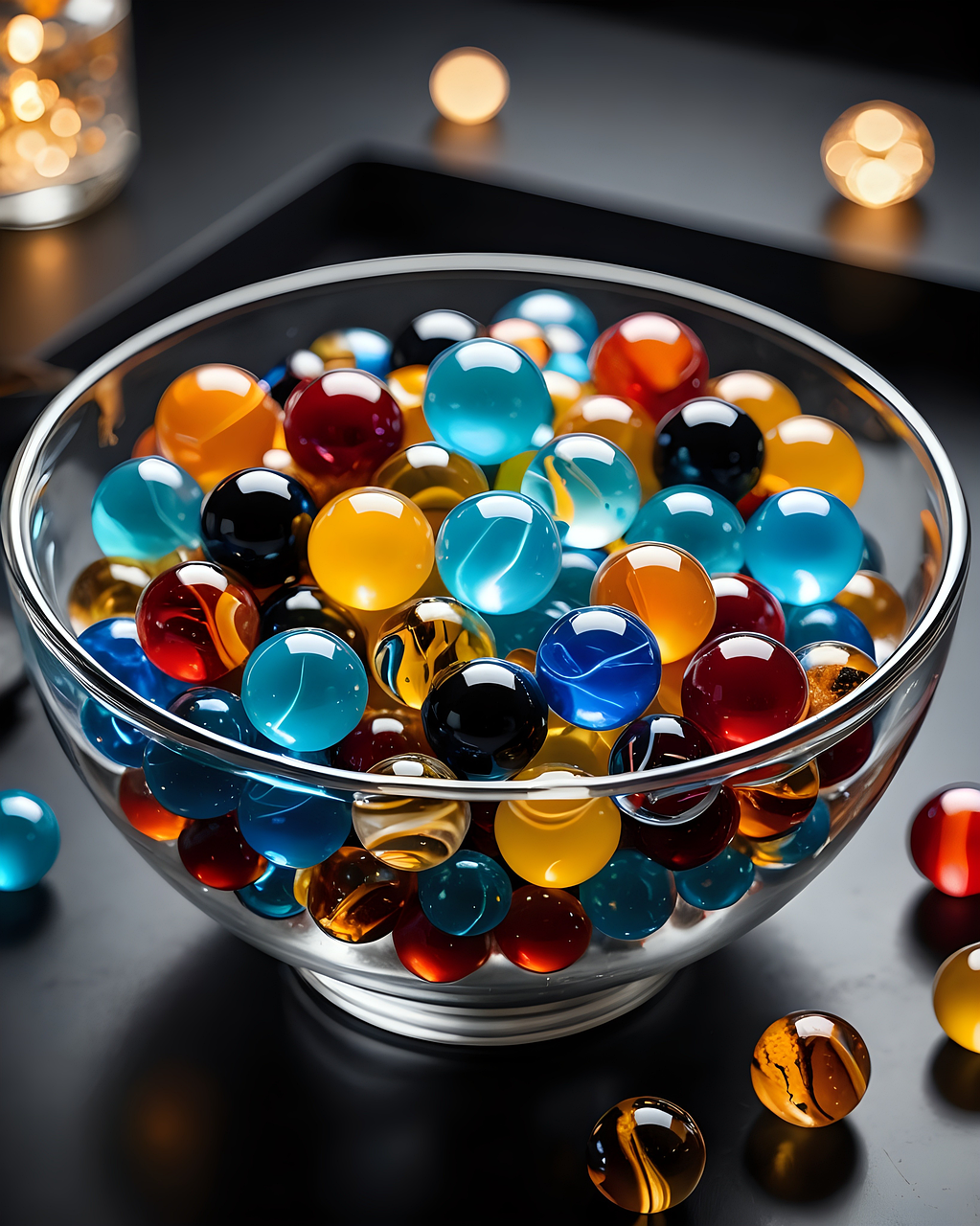 ai generated, glass marbles, marbles, glass balls, balls, glass, toy, coloured, marble game, reflection, colorful
