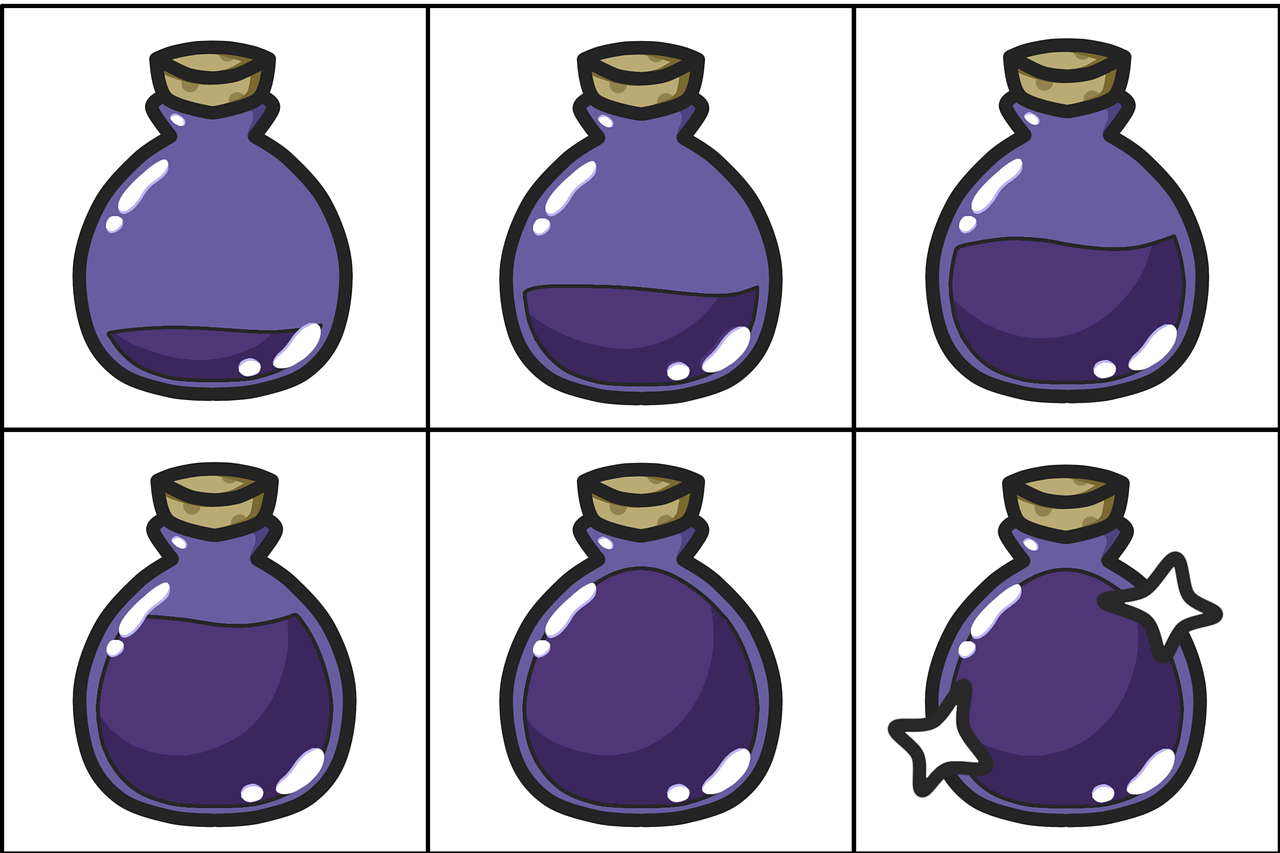 bottle, potion, badge, flask, purple, violet, scalable
