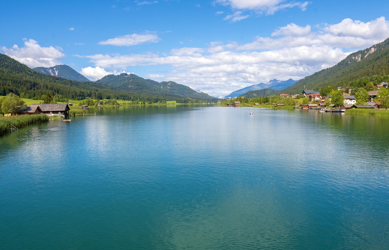 lake, glacial lake, water, weißensee, panorama, outlook, nature, mountains, alps, carinthia, austria