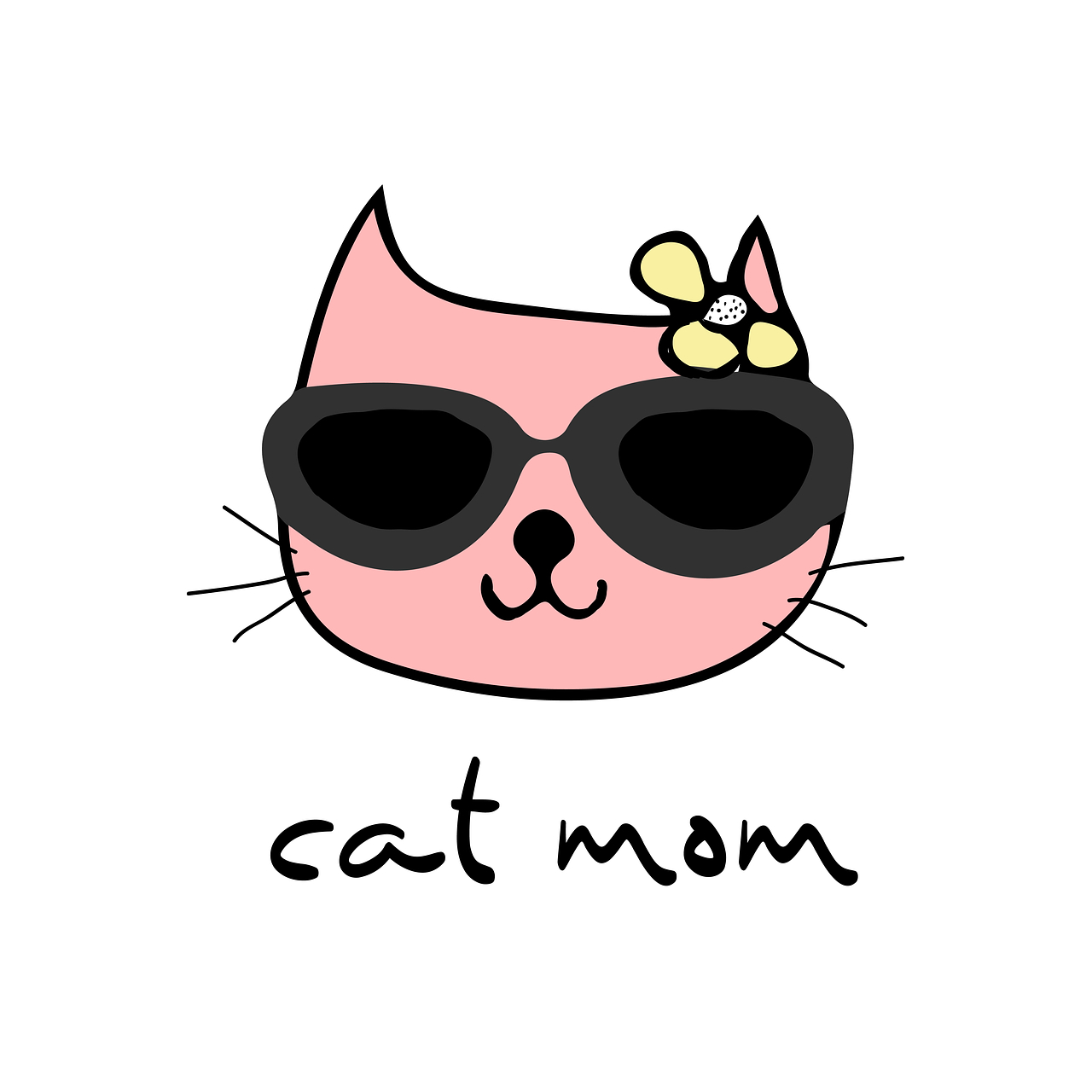 cat mom, cat cartoon, mom, mom gift, mom cartoon, cat mama, babysitter, stroller, walk, baby, babysit, mother, cat, cartoon, pram, people, children, father, dad, family, care, clothing, female, fullbody, handle