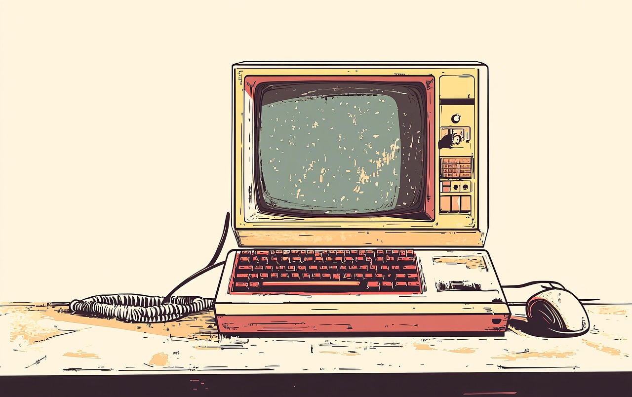 ai generated, retro, computer, 90s, colorful, vintage, technology, stylized, pop art, vibrant, nostalgic, tech, design, graphic, digital, aesthetic, electronics, classic, device, vibrant colors, icon, retro tech