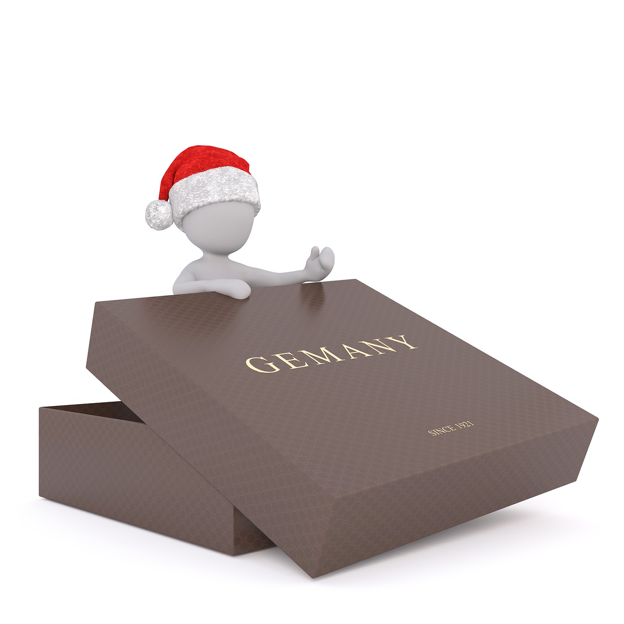 white male, 3d model, isolated, 3d, model, whole body, white, santa hat, christmas, 3d christmas hat, germany, made in germany, box, gift box, noble, luxury, santa claus, x-mas, xmas