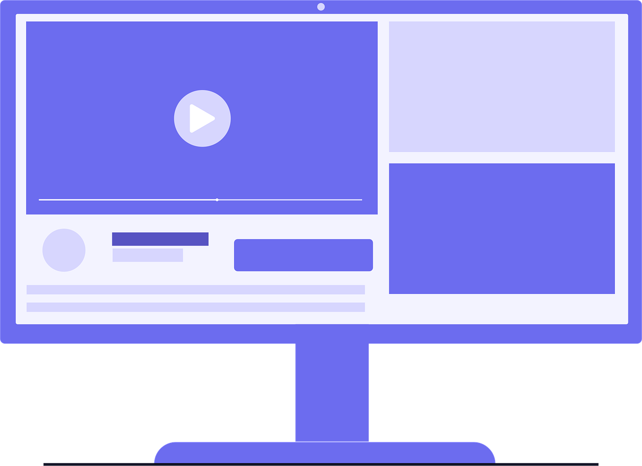 computer, monitor, screen, technology, pc, display, internet, business, video, digital, lcd, office, equipment, youtube, minimalist, subscribe