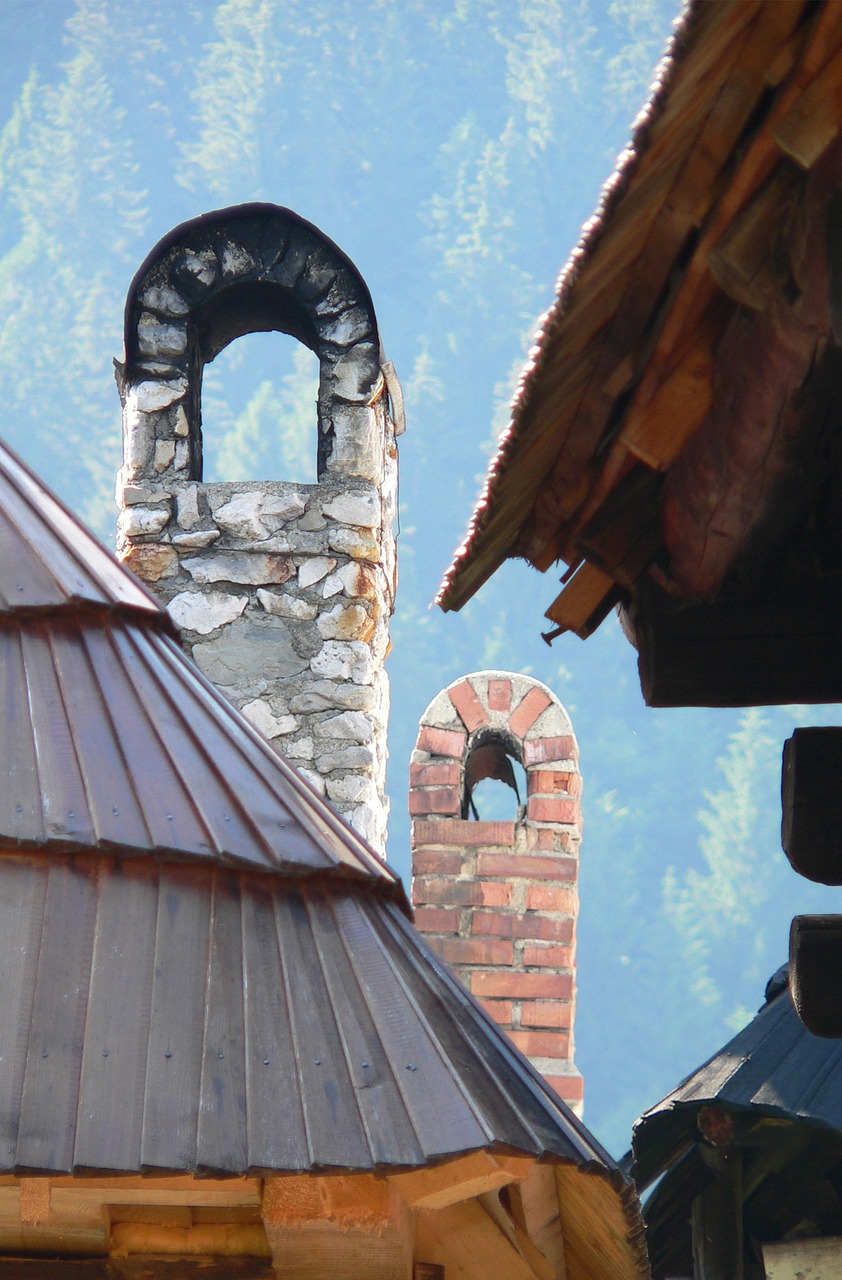 chimneys, shingles, roof, bricks, folk, old house
