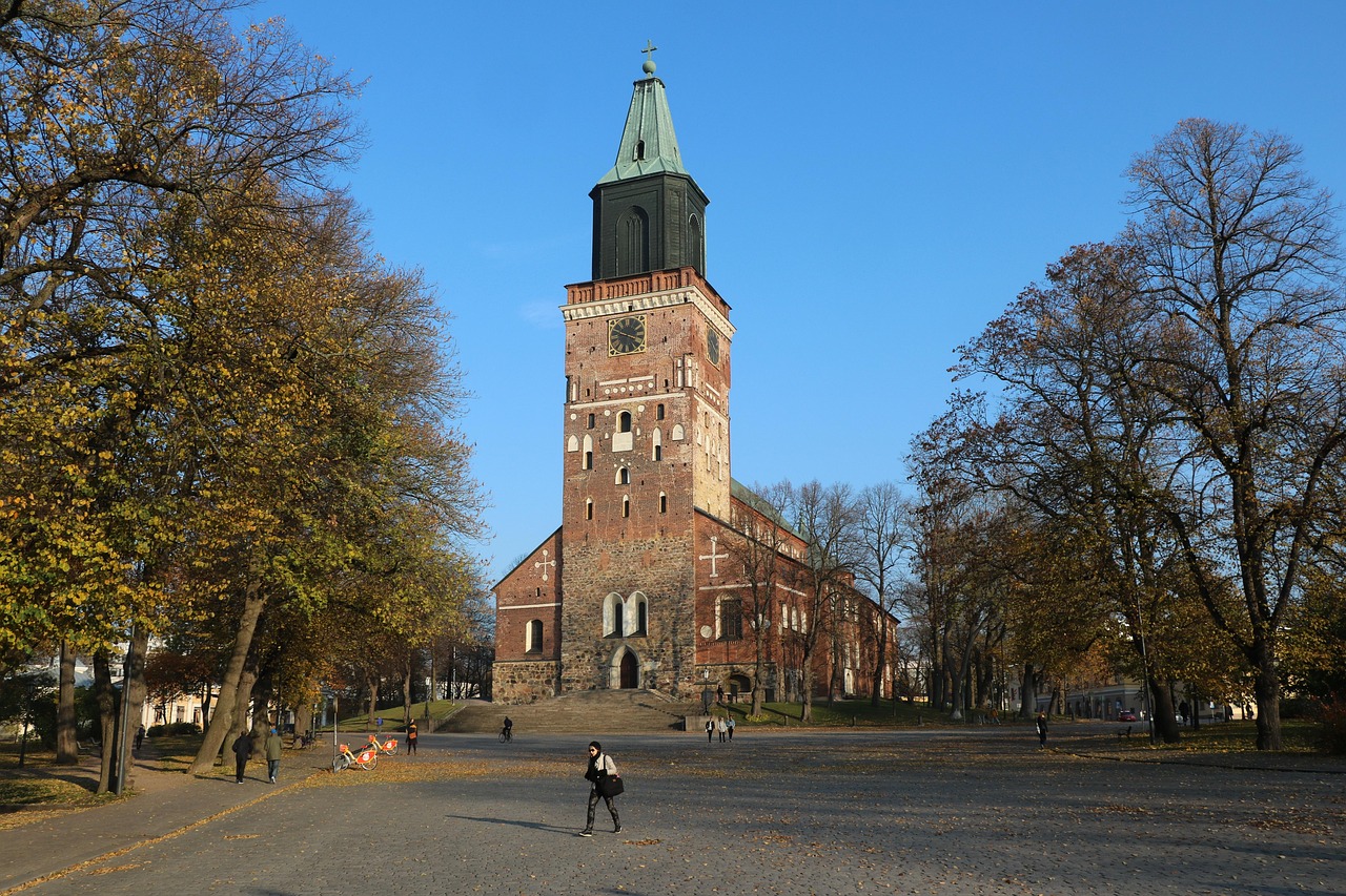 church, cathedral, turku, finland, belfry, old, architecture, tourism, autumn
