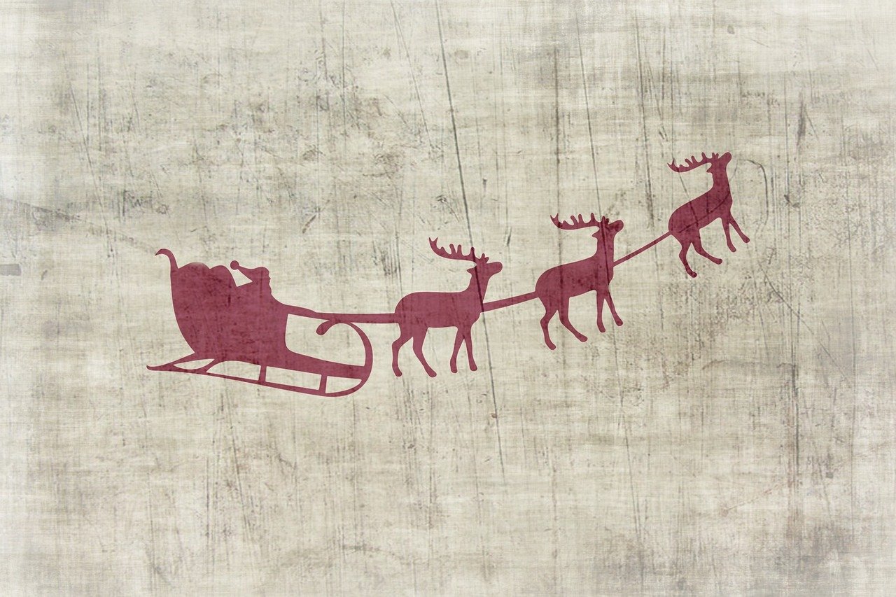 christmas, background, christmas motif, santa claus, reindeer, christmas sleigh, old-fashioned, old, christmas time