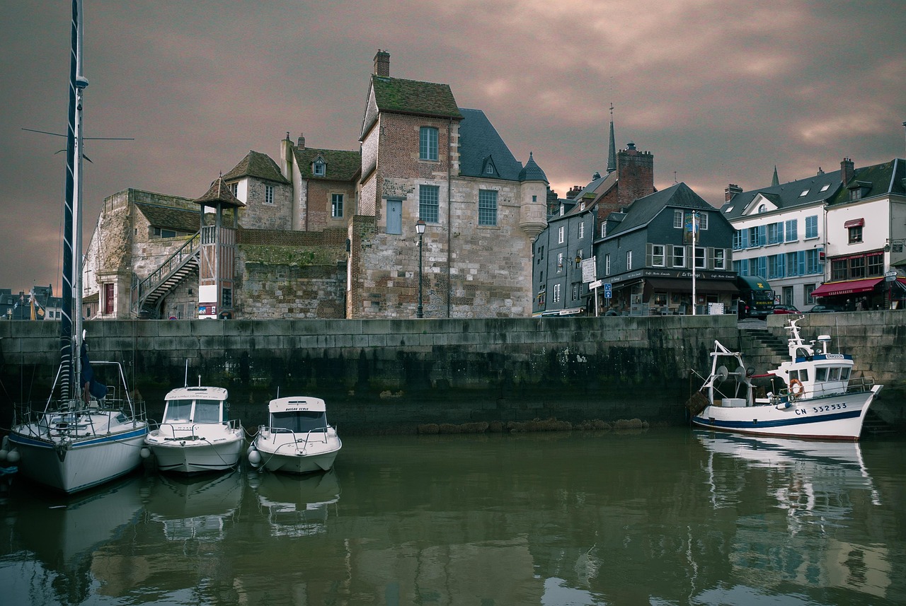 port, travel, river, boat, reflection, honfleur, france, chateau, water, old port, normandy
