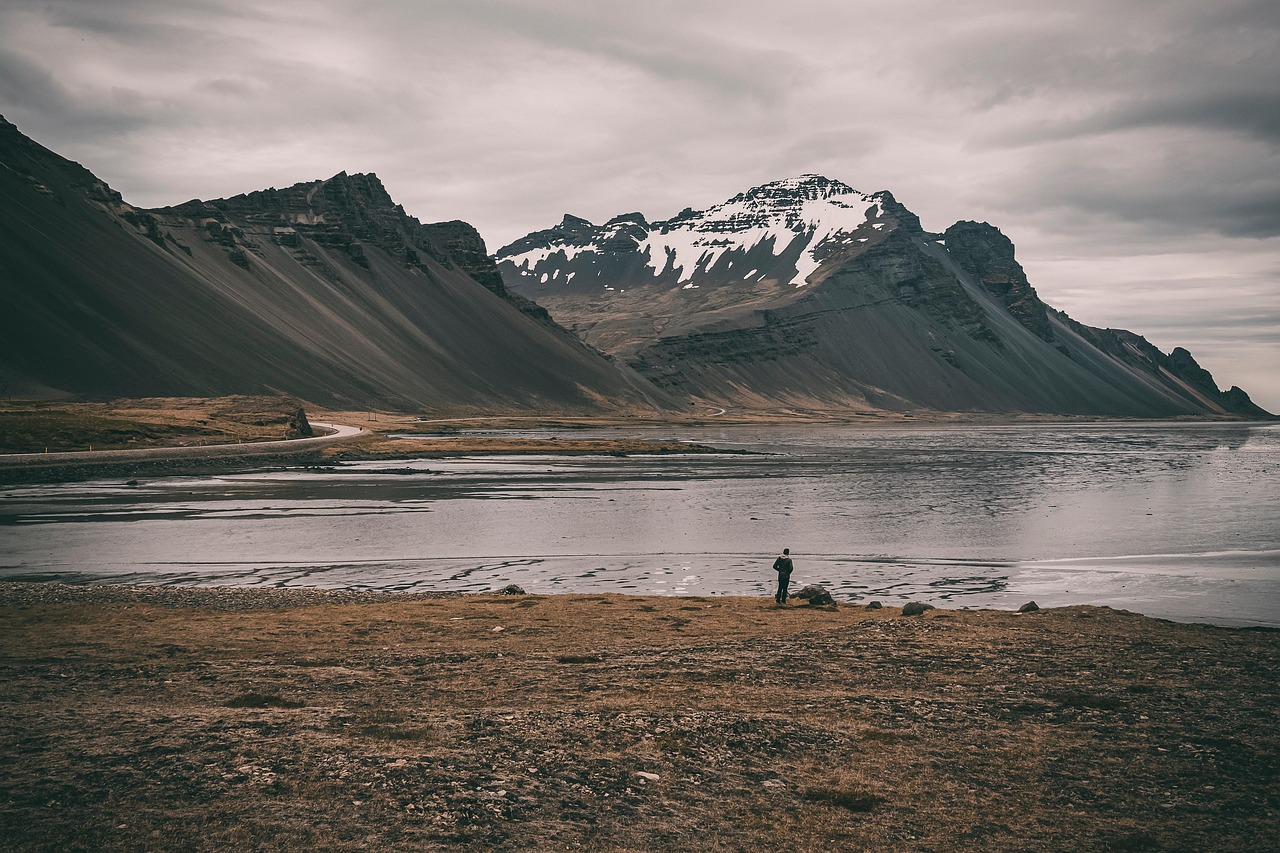 mountains, iceland, lake, nature, landscape, cloudy, summit, peak, scenery, outdoors, cold, moody, dark