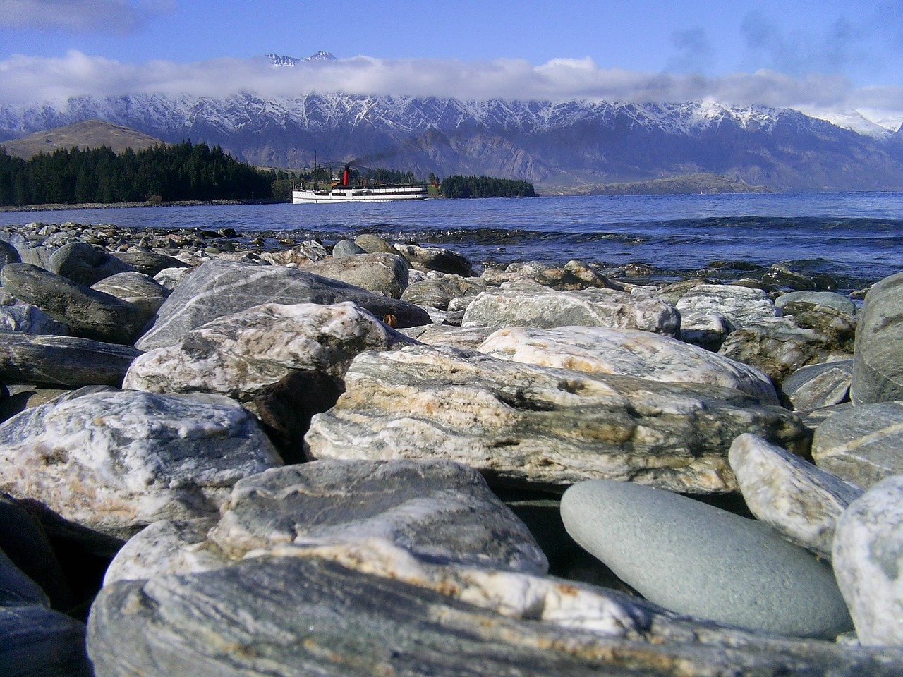 queenstown, lake wakatipu, lake, steamer, boat