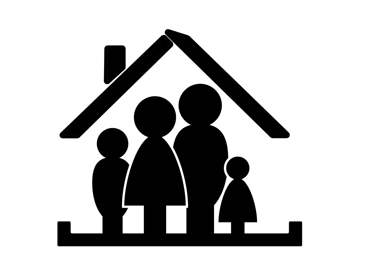 family, father, mother, child, girl, house, roof, at home, home, security, protection, unit, family constellation, family members, constellation, perception, relationship, psychotherapy, psychology, group