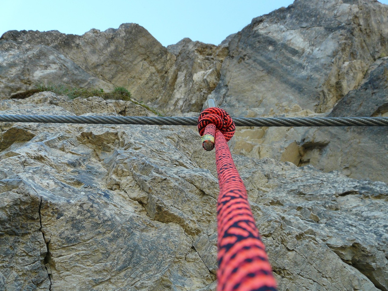 wire rope, backup, rope, security, mountain sports, via ferrata, via ferrata set, rope up, steel rope, rockclimbing, climb, to back up