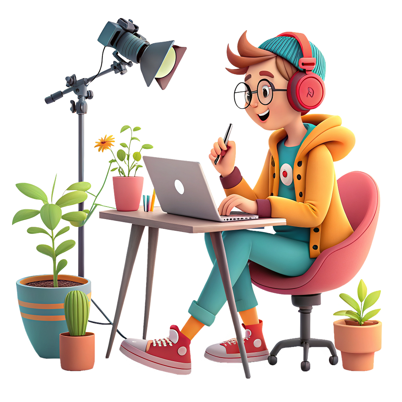 ai generated, blogger, blog, podcast, radio, audio, interview, headphones, equipment, communication, online, podcasting, broadcasting