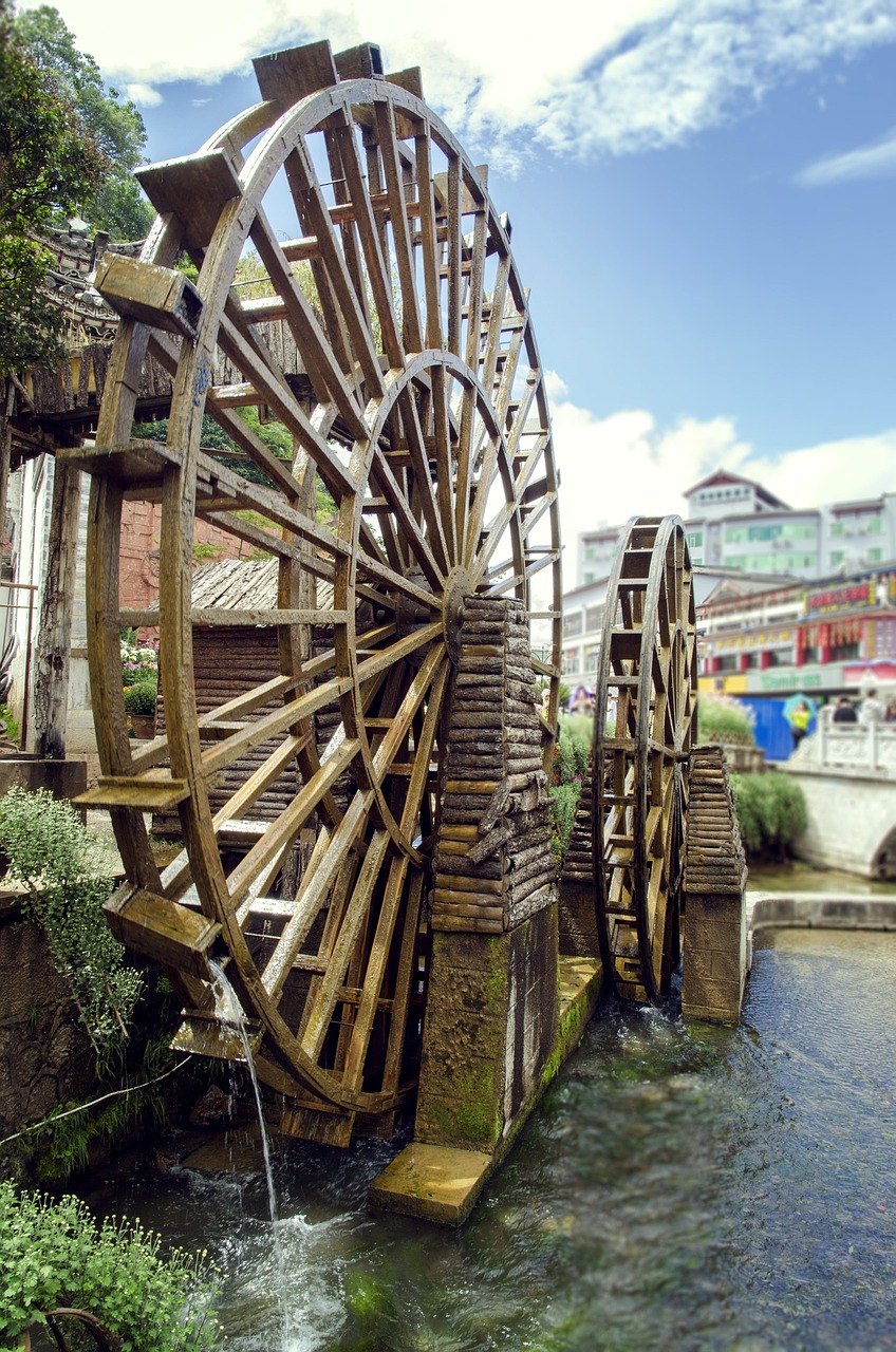 waterwheel, lijiang, old town