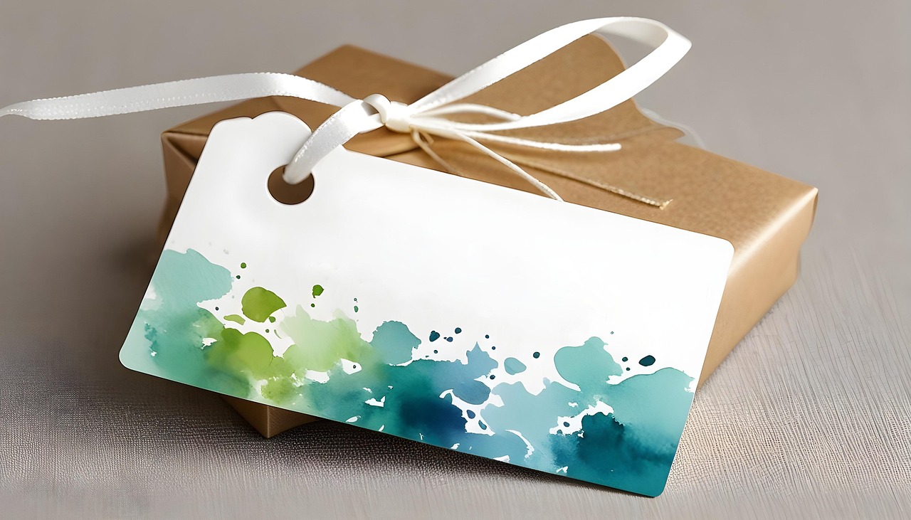 gift, box, tags, label, mockup, mock-up, gift tag, watercolor, nature, landscape, card, ai generated