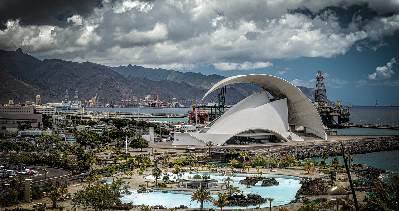 vacations, travel, panorama, opera, building, architecture, tenerife, city, santa cruz
