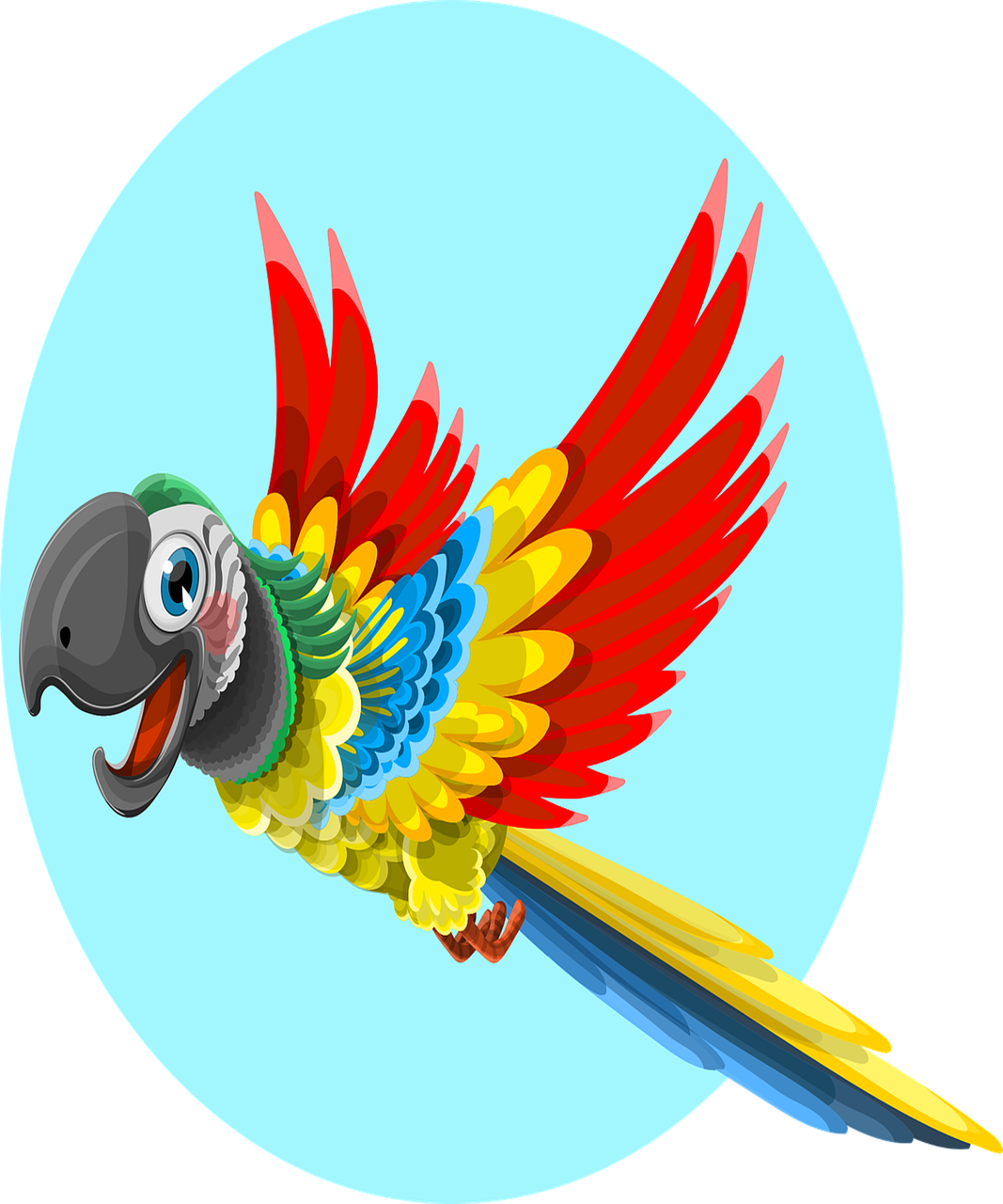 parrot, bird, wings, flight, feathers, logo, happy
