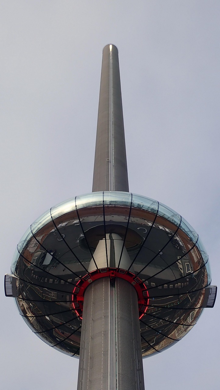 observation tower, i360, seafront, brighton, east sussex, england, vertical