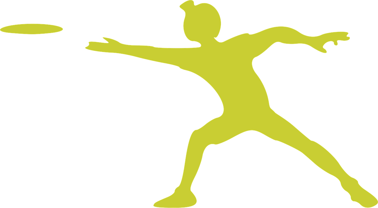 discus, throwing, sport, athlete, frisbie, lime, green, silhouette, disc, throw, competition, recreation, play