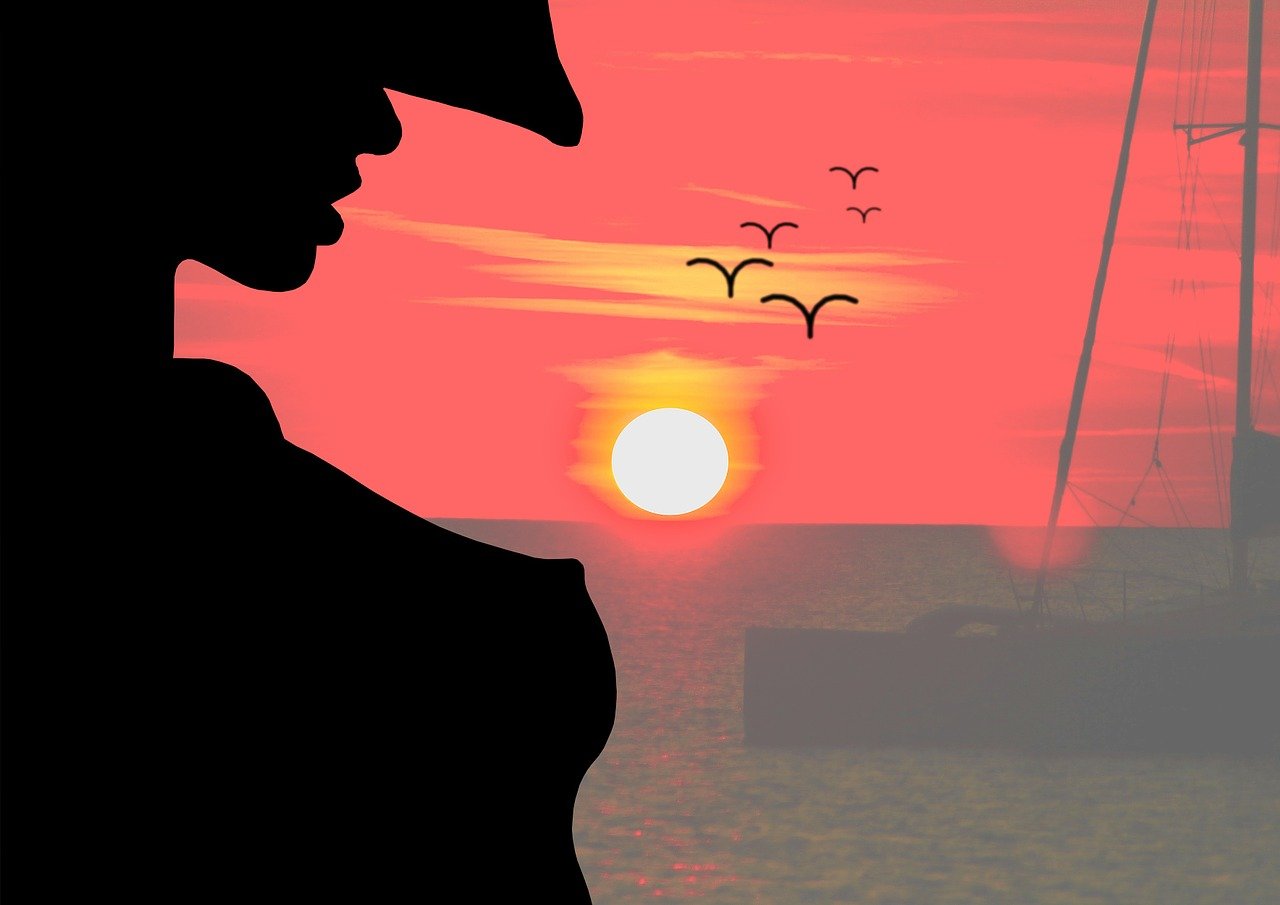 sunset, woman, beautiful, silhouette, person, romantic, holiday mood, chest, eroticism, excited