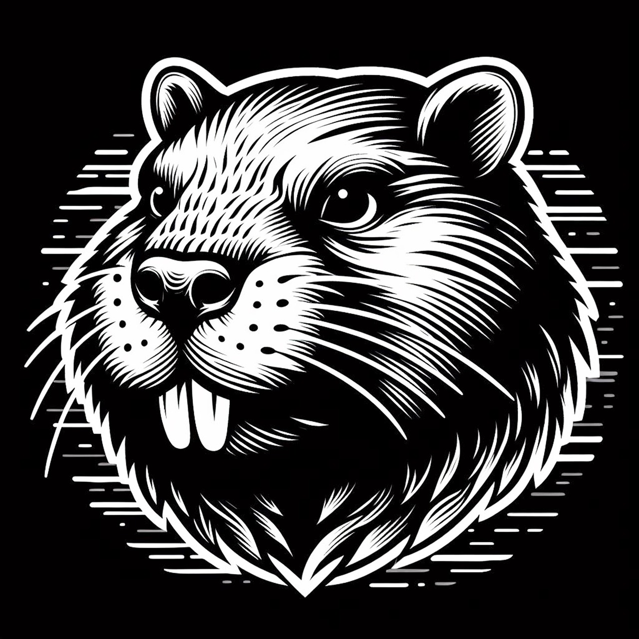 beaver, animal, intricate, wildlife, art, line art, black and white, vintage