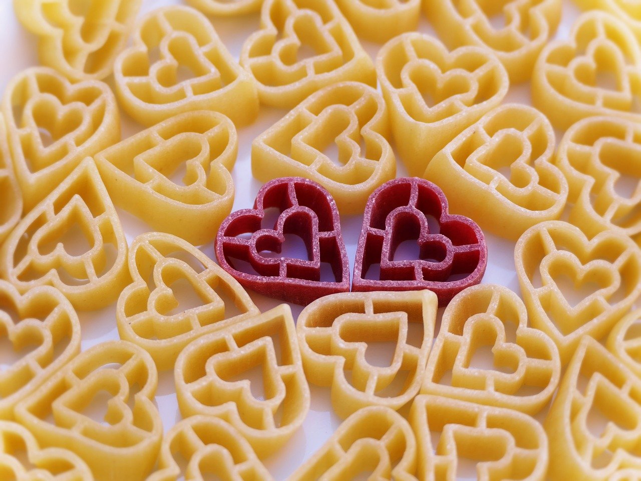 heart, few, noodles, together, love, valentine's day, wedding