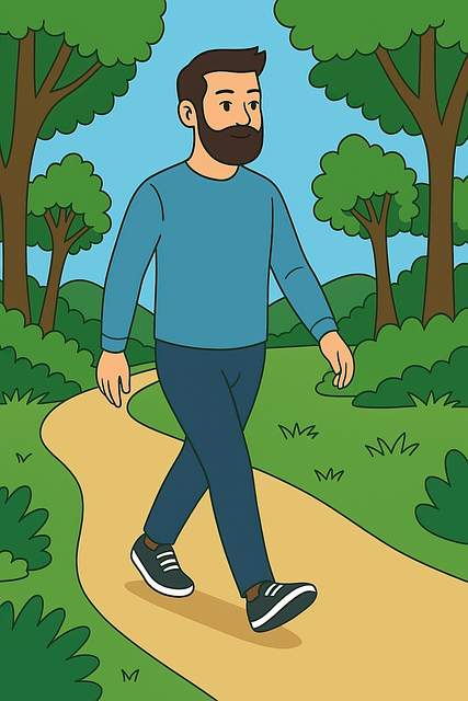 man, male, human, person, walking, nature, road, people, park, exercise, fitness, health, outdoors, wallpaper, book cover, ai generated