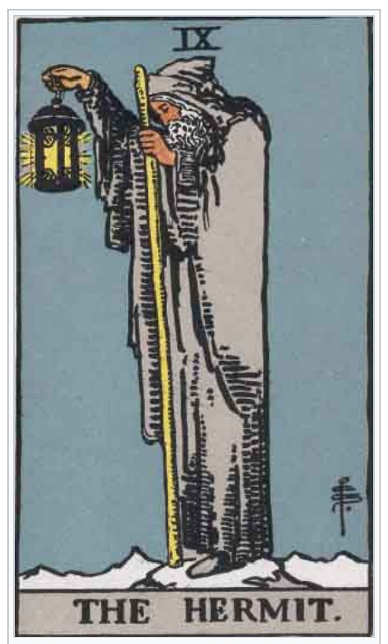 hermit, tarot, card, magic, fortune, divination, spiritual, mystic, destiny, symbol, mystical, psychic, occult, oracle, tarot card