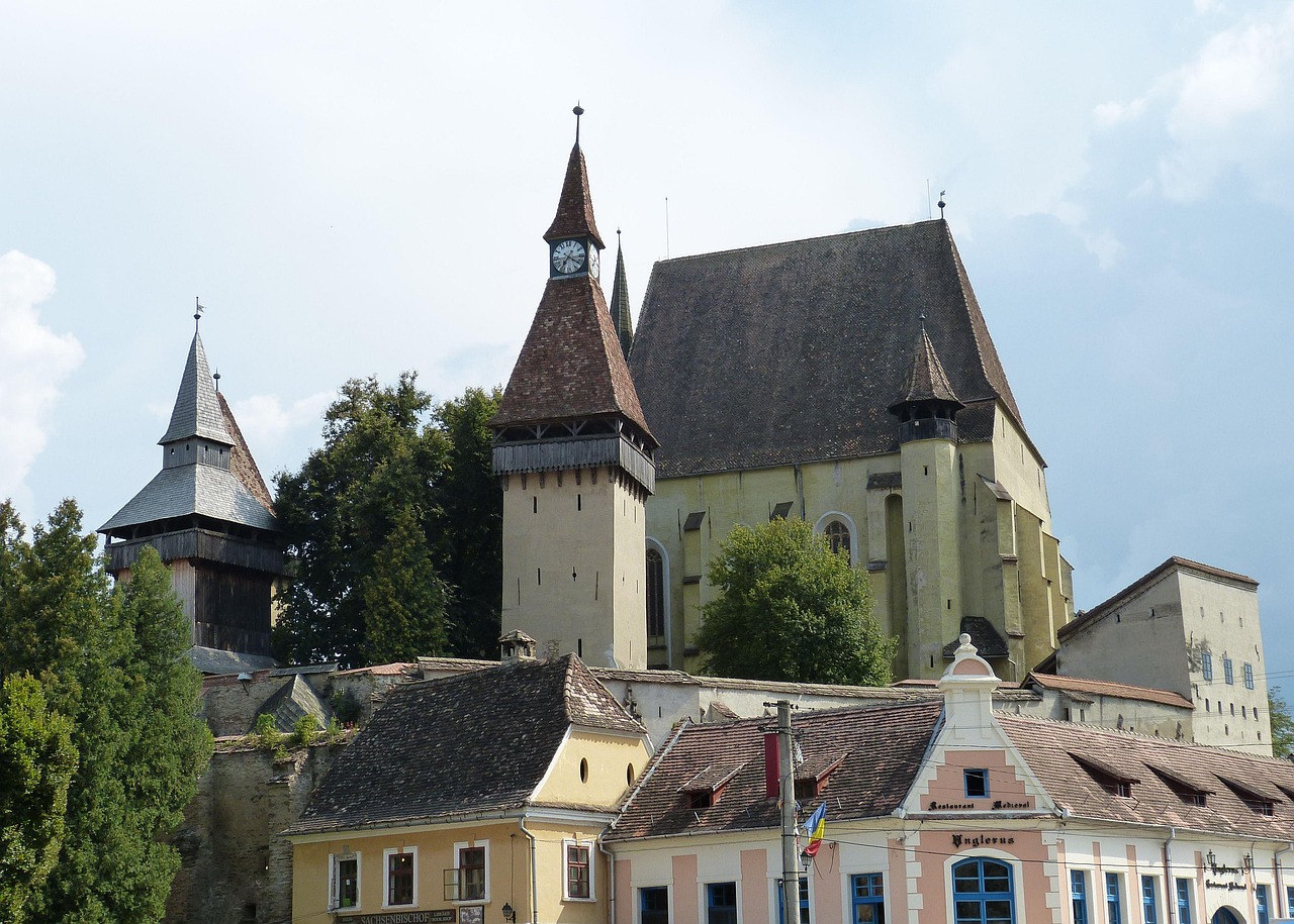transylvania, romania, historic center, fortified church, church, tower, bierthälm, world heritage, unesco, monument, castle, historical, unesco world heritage, middle ages, unesco world heritage site, church castle