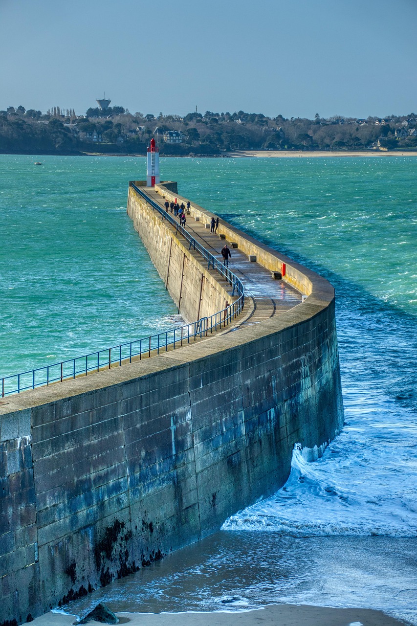 pier, bridge, structure, ramparts, sea, saint malo, brittany, france