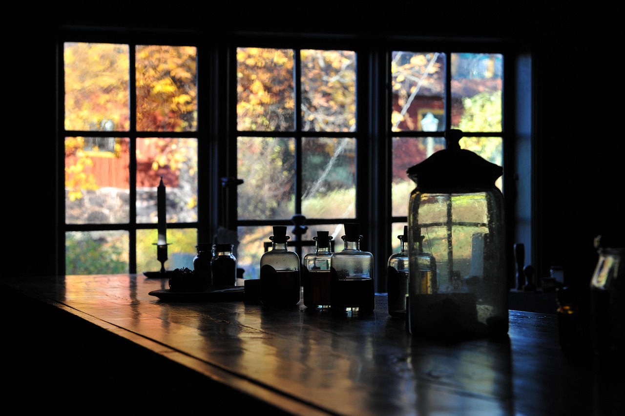 window, counter, bottles, shop