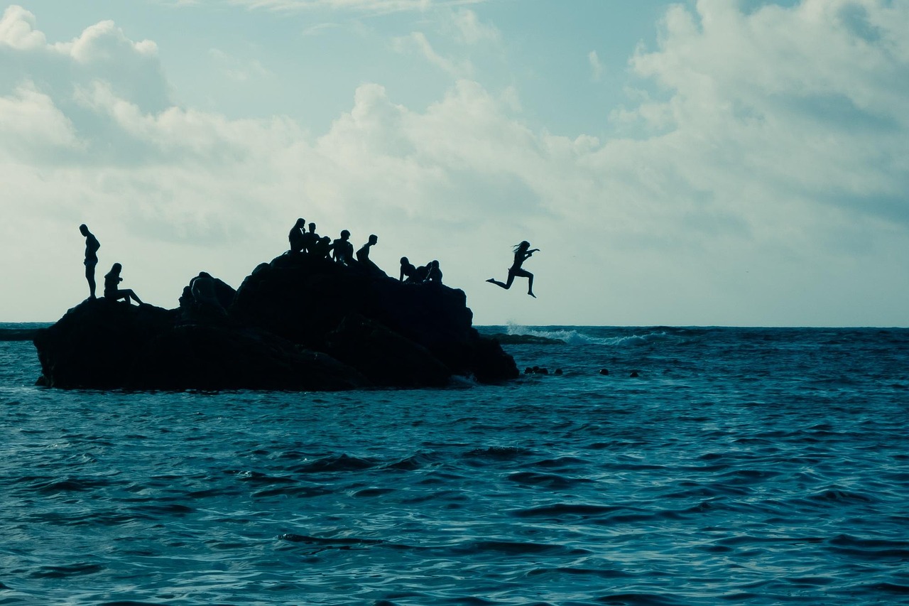 sea, las-palmas, shin, jump, summer, ocean, canaria, cloud