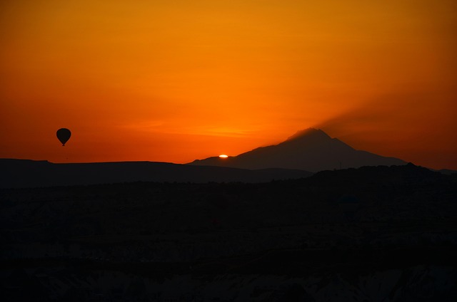 erciyes, can't see, nature, silhouette, panoramic, smoke, balloon, turkey, sunrise