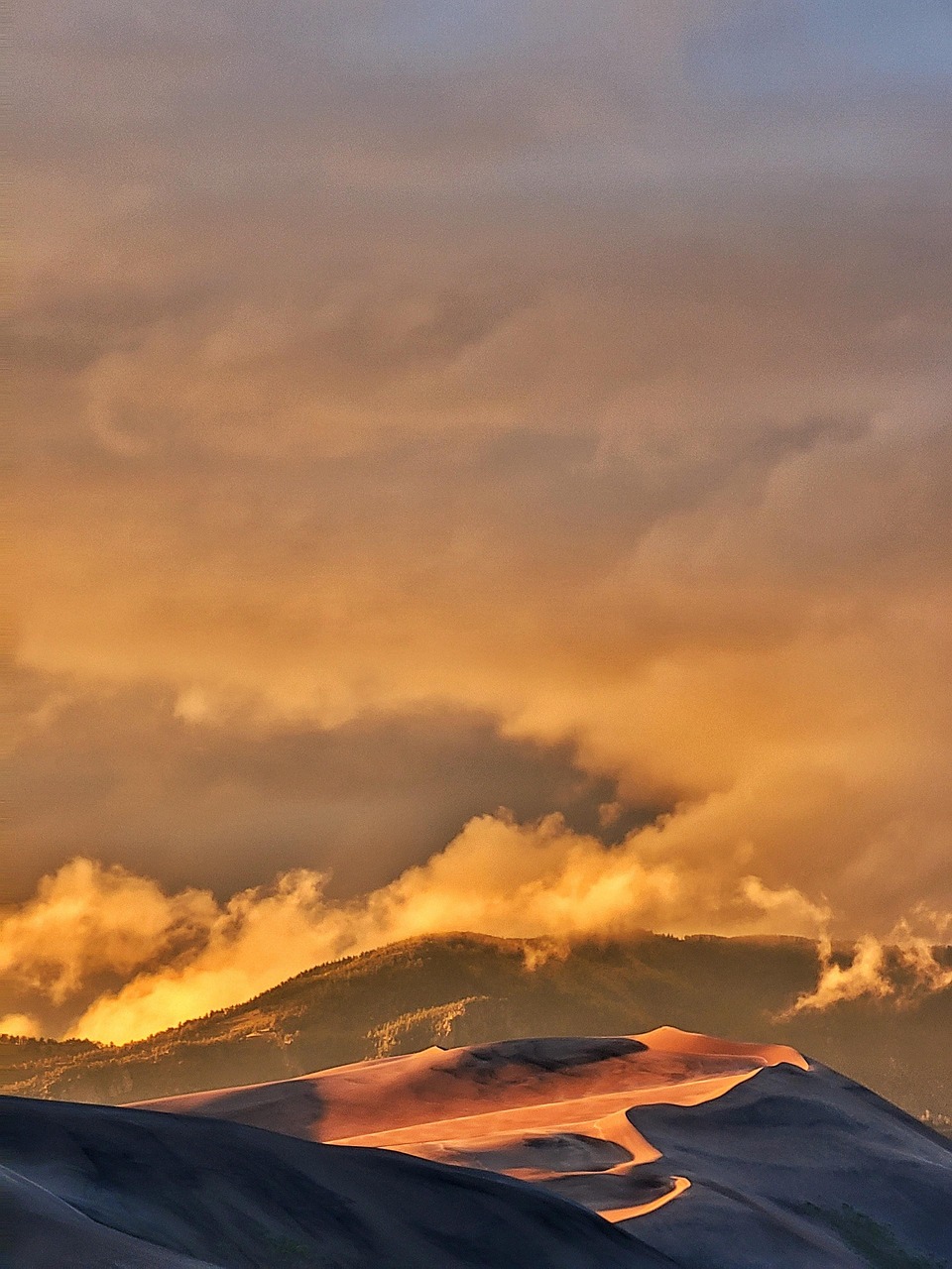 great sand dunes, national park, colorado, nature, sand dune, sunset, dusk, twilight