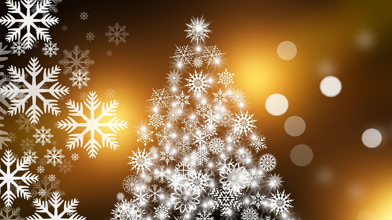 christmas tree, snowflakes, christmas card, christmas, advent, tree decorations, christmas decorations, decoration, background, christmas background