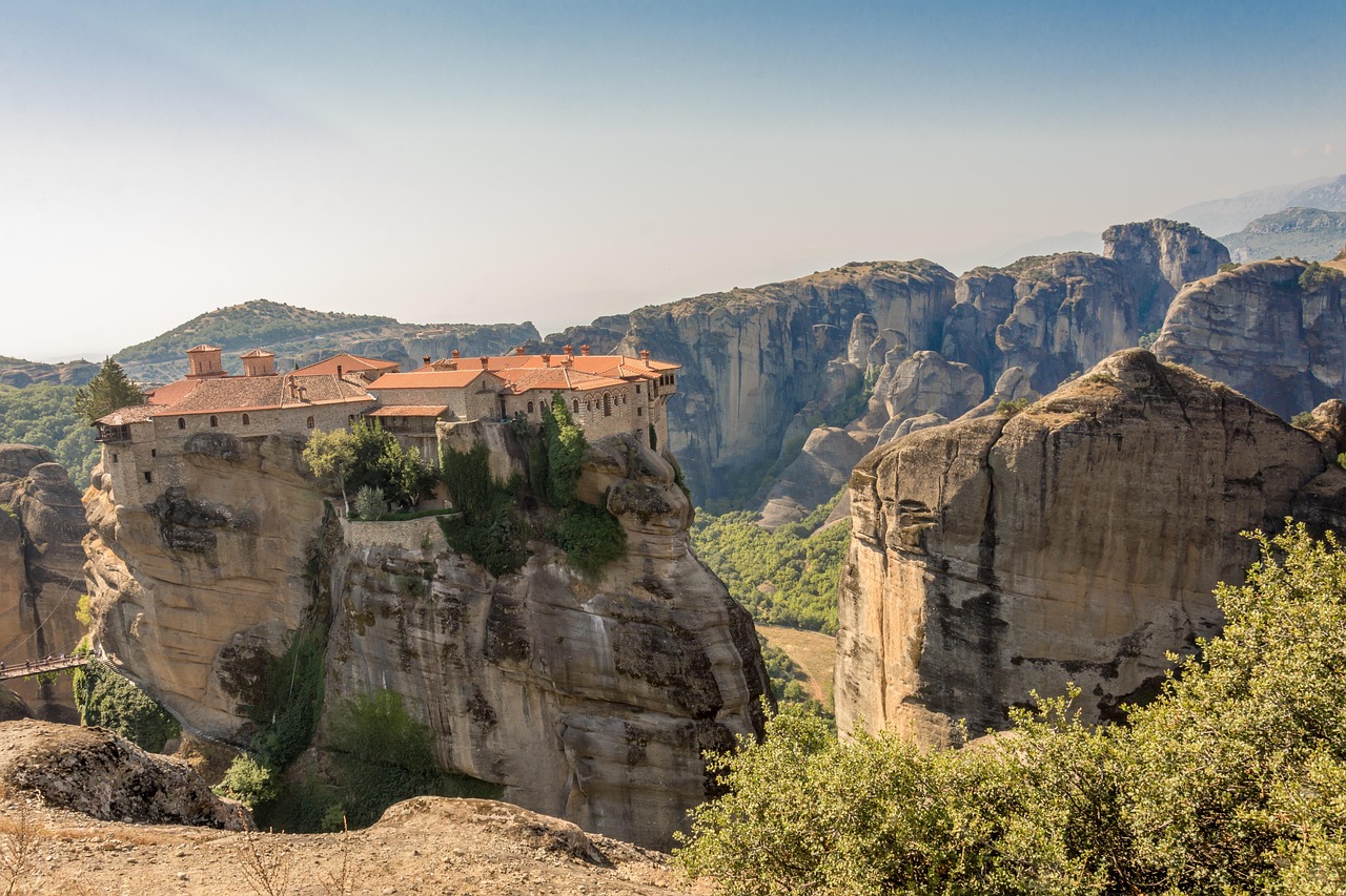 nature, travel, landscape, rock, panoramic, kalampaka, meteora, greece, mountain, sunrise, europe
