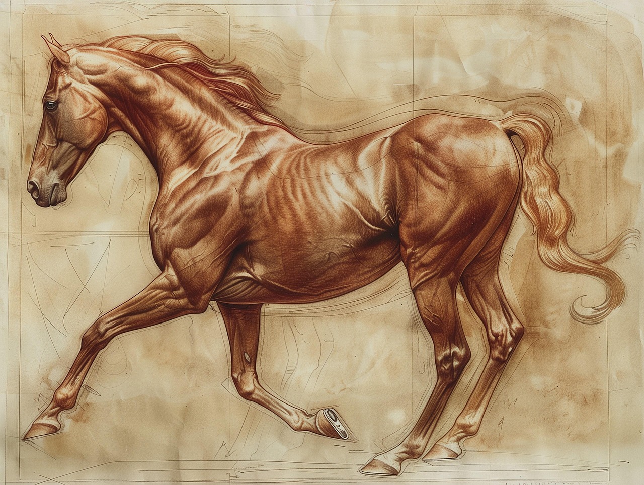 gallop, horse, trot, walk, stop, jump, dressage, race, rest, heads up, head down, tail raised, tail lowered, profile head, full profile, face, back, left profile, right profile, top view, bottom view, floating mane, generated