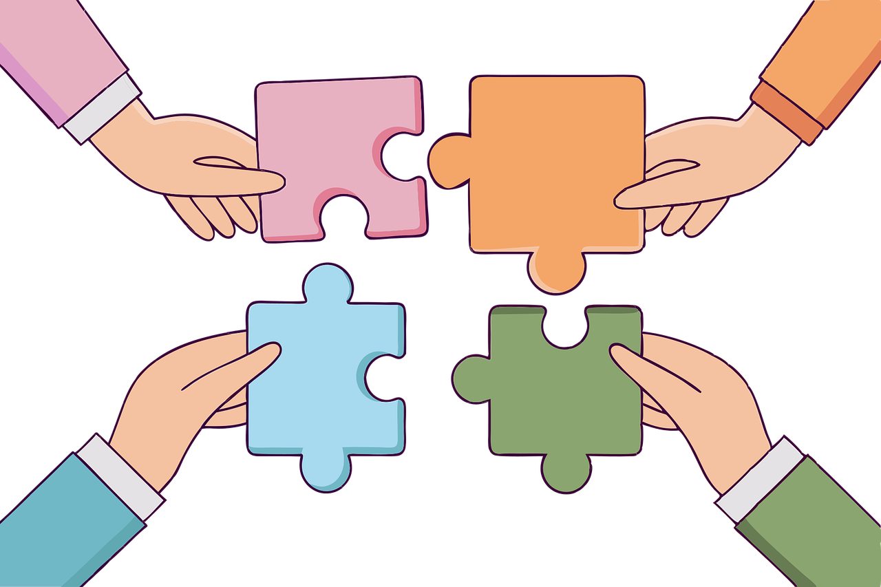 collaboration, team, communication, project, puzzle, ai generated, cutout