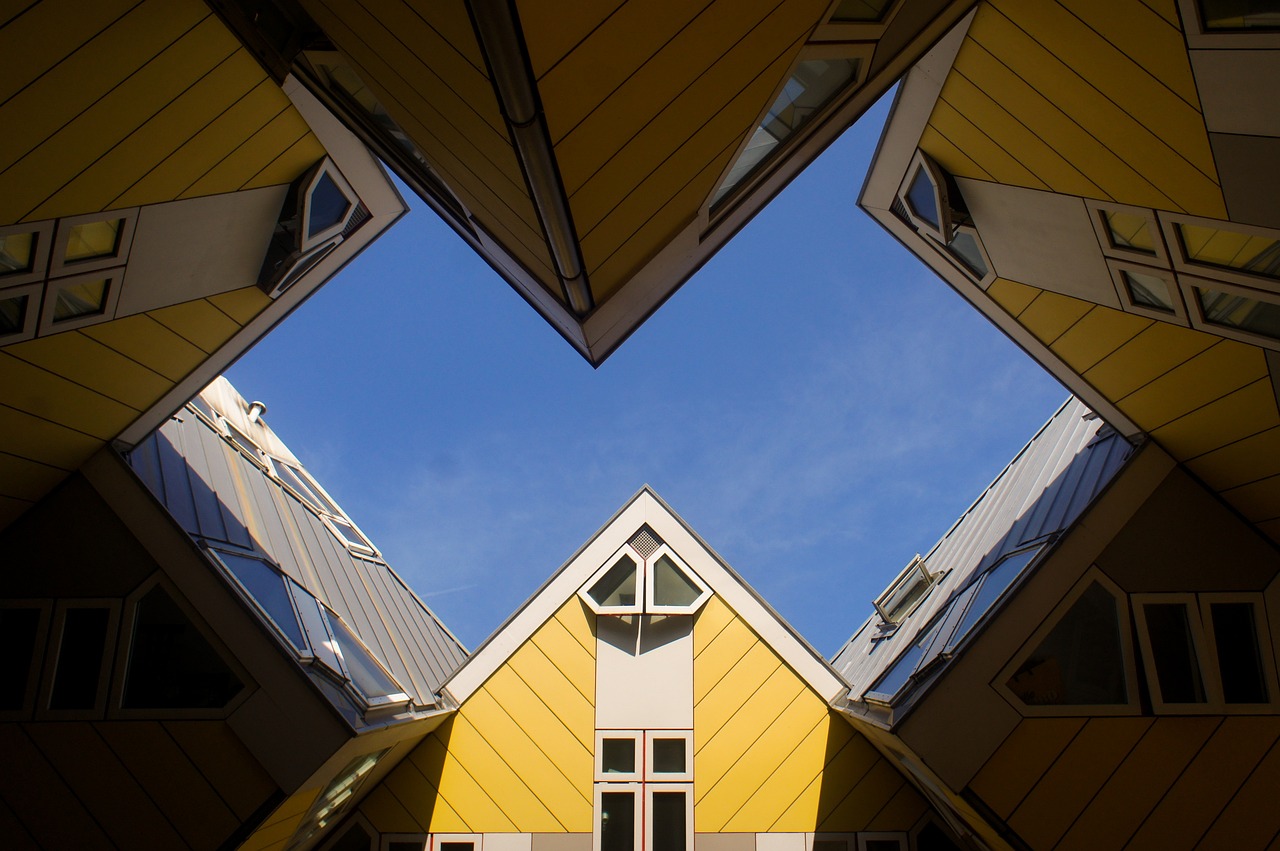 rotterdam, houses, strange, architecture, yellow