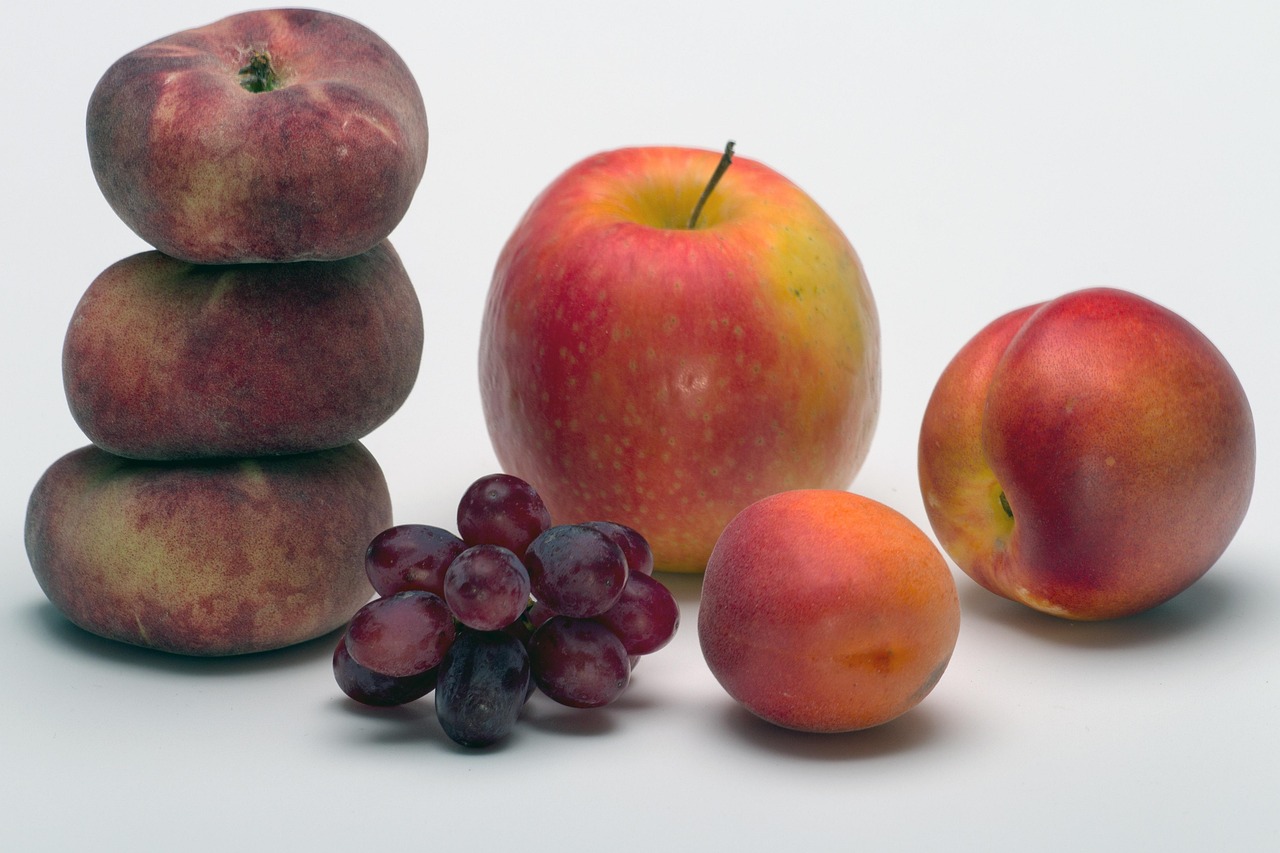 fruit, still life, apples, apricots, peaches