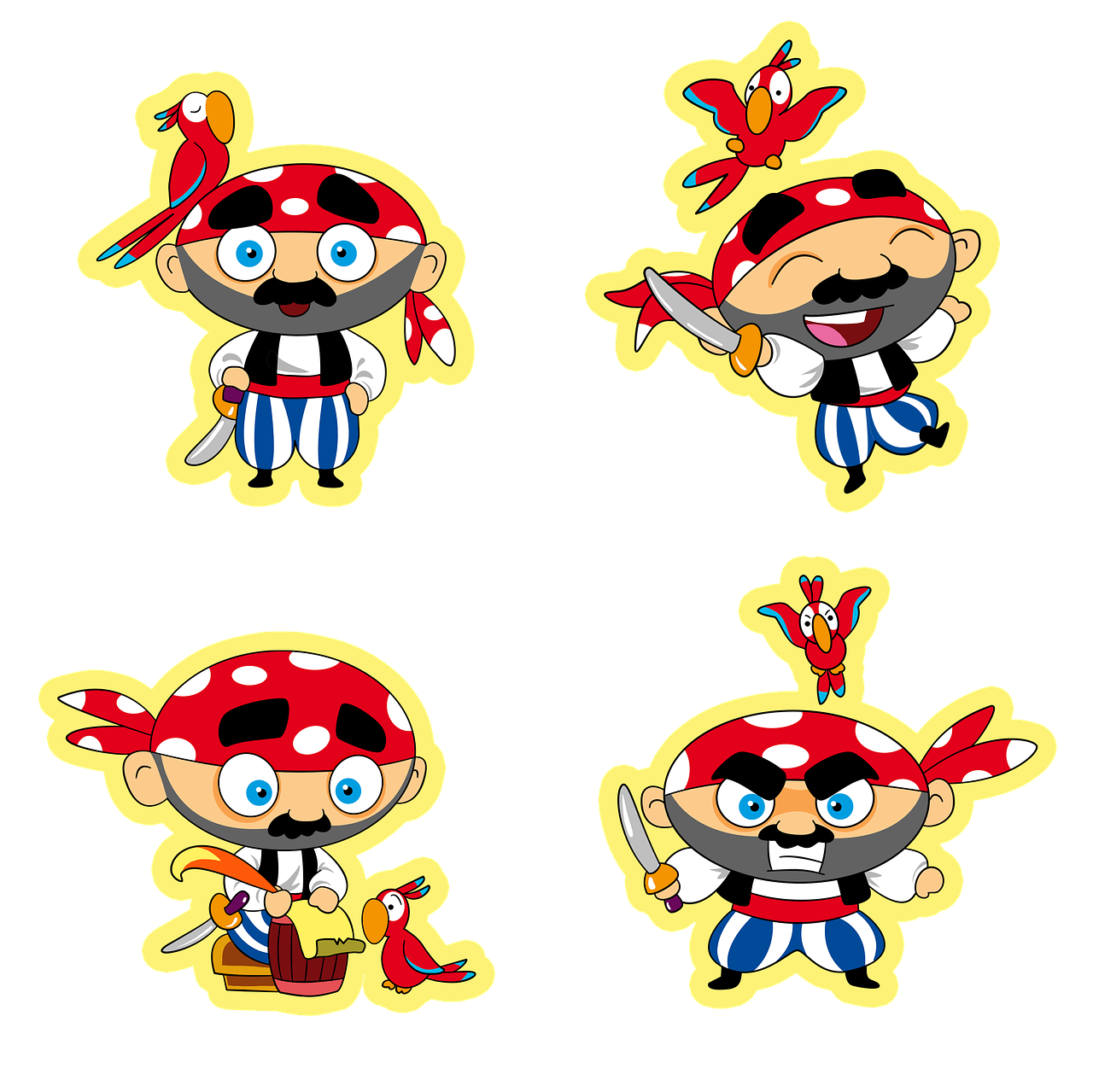 sticker, pirate, parrot, empathy, alegre, angry, emoji