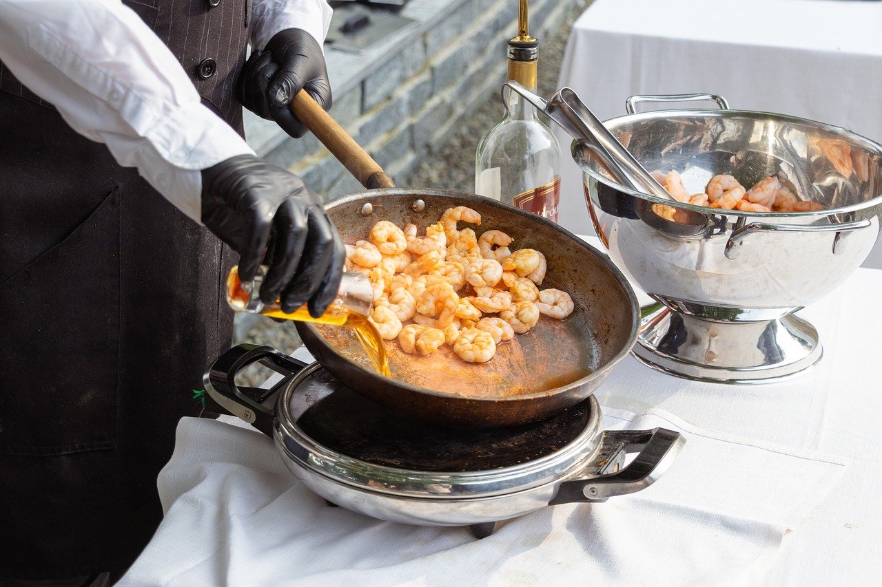 food, seafood, rum, shrimp, cooking, cook, restaurant, horizontal