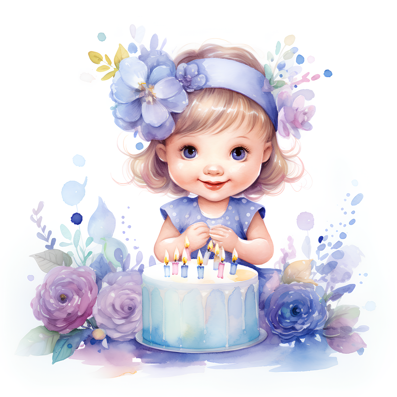 ai generated, girl, birthday, toddler, smile, cake, happy birthday, celebration, happy, occasion, candles, childhood, innocence, cute, adorable, portrait, background