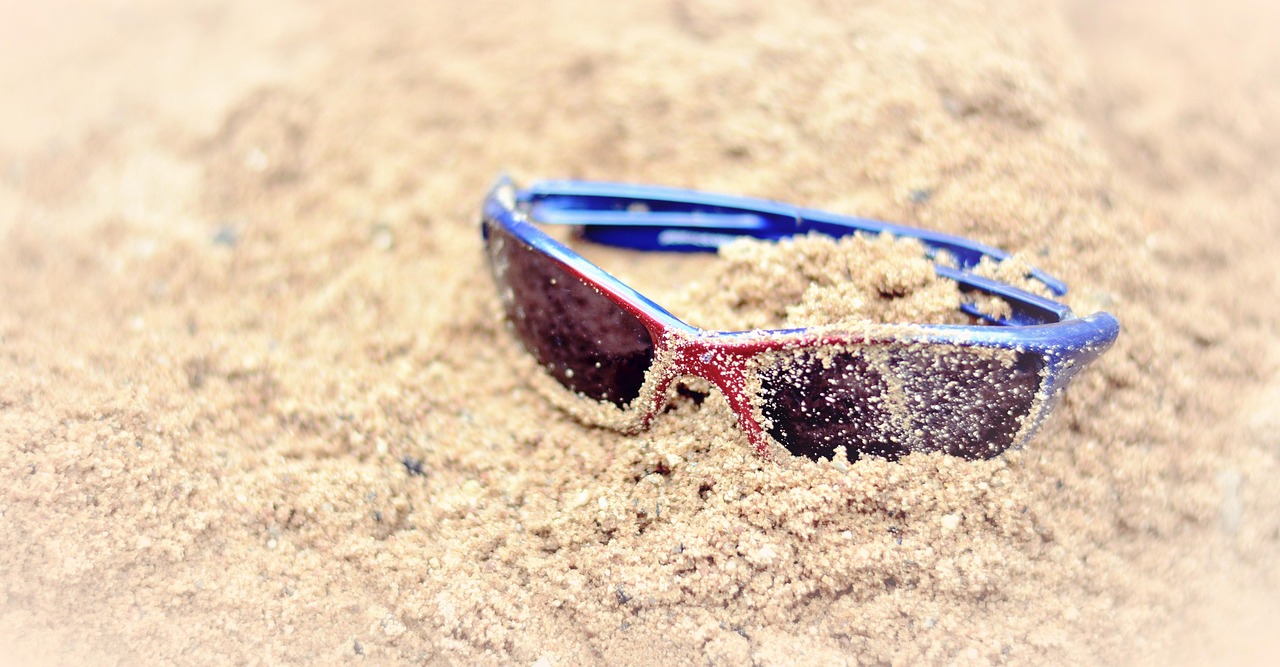 sunglasses, sand, beach, summer, leisure, resort
