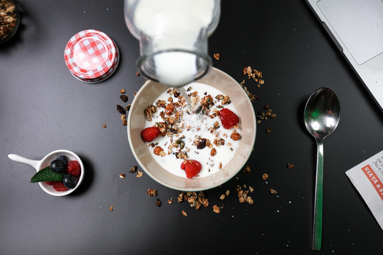 berry breakfast, cereal, milk, cream, delicious, diet, food, fresh, fruit, healthy, morning, nutrition, summer, sweet, tasty, yogurt