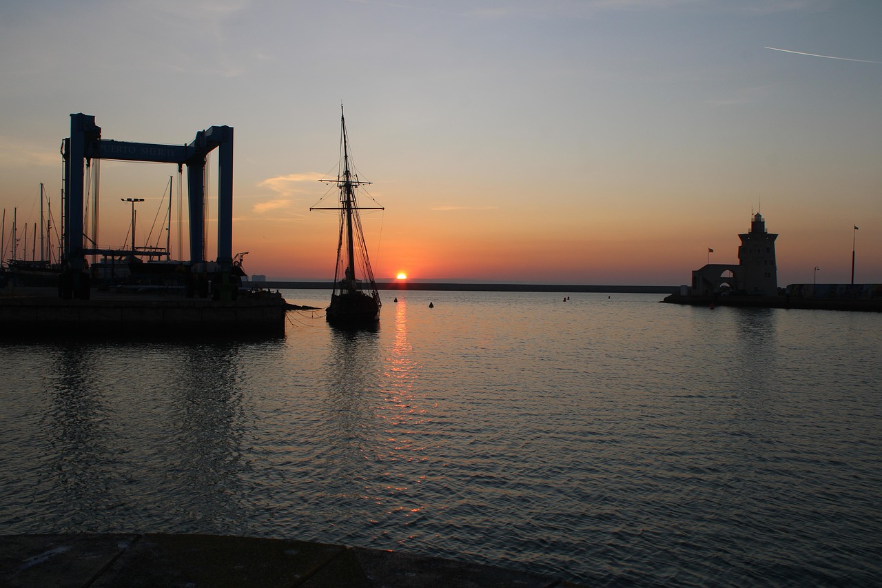 the port of santa maria, port, leisure port, sports port, puerto sherry, spain, cadiz, landscape, andalusia, sea, costa, tourism, sunrise, panorama